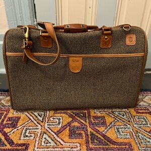Vintage Hartman, tweed and leather carry-on Weekender.